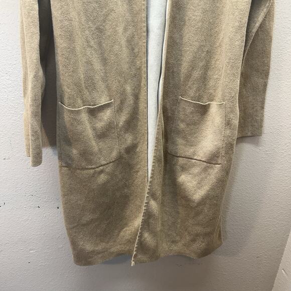Pure Jill Cardigan Sweater SZ S Tan Open Front Pockets Coatigan Minimalist - Picture 4 of 7